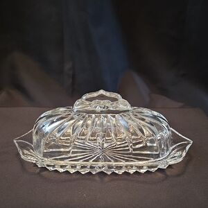 Gorham Lotus 1/4 Pound Covered Crystsl Butter Dish
